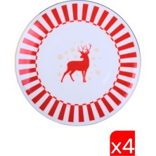 Tabak Evi Porselen Altın Yaldızlı Geyik Pasta Tabağı 20,50CM 4 Lü