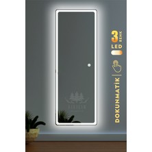 Karaçam Dekor Lazer Kumlamalı LED Işıklı 3 Renkli Dokunmatik Boy Aynası