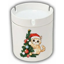 Sartre Art "noel Yılbaşı Kedisi" Tasarımlı Hediyelik  Kokusuz Söndür At Küllük Kül Tablası