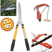 Depolife Bahçe Ağaç Yüksek Dal Kesme ve Çim Çit Budama Kesme Seti Uzayan Teleskopik Cit Cim Makası 2 Parça