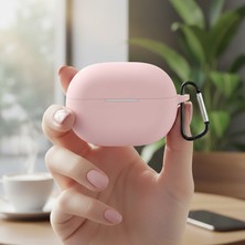 Caseonn Huawei Freebuds Pro 3 - Pro 4 Kılıf Askı Aparatlı Mat Silikon Pembe