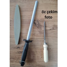 Depolife Bıçak Bileme Oval Masat Ince Eğe ve Bileme Taşı Seti Satır Nacak Bileme Için 3lü Set