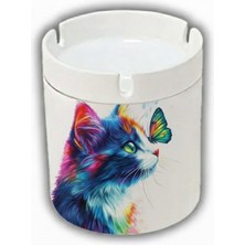 Sartre Art "canım Kediler Serisi Kelebek Kedi " Tasarımlı Hediyelik  Kokusuz Söndür At Küllük Kül Tablası