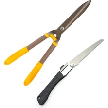 Depolife Ağaç Dal Kesme Katlanır Testere Çim Çit Ot Kesme Bahçe Düzenleme Ahşap Saplı Makası 2 Parçalı Set