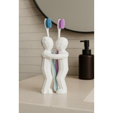 the mr east 3D Hediye Çiftler Için Diş Fırçalığı Minimalist Banyo Aksesuarı Geri Dönüştürülmüş Pla 13 x 9 cm