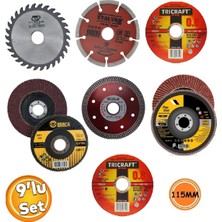 Depolife Ahşap Metal Mermer Granit Seramik Kesici Disk Seti Kesme Zımparalama Daire Disk Bıcak 115MM Ispirel