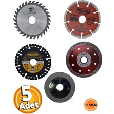 Depolife 115MM Ahşap Metal Mermer Granit Seramik Kesici 5li Disk Seti Elmaslı Daire Kesme Diskavuç Taşlama