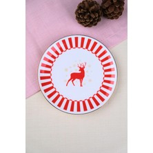 Tabak Evi Porselen Altın Yaldızlı Geyik Pasta Tabağı 20,50CM Tekli