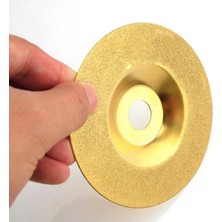 Depolife Bileme Diski Altın Renk 100MM Elmas Yüzeyli Avuç Taşlama Uyumlu Cam Mermer Granit Kesme Zımparalama