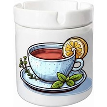 Sartre Art "fincandaki Çay " Tasarımlı Hediyelik  Kokusuz Söndür At Küllük Kül Tablası