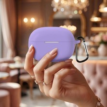 Caseonn Huawei Freebuds Pro 3 - Pro 4 Kılıf Askı Aparatlı Mat Silikon Lila