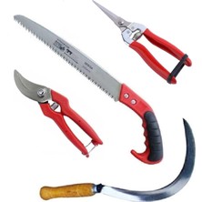 Depolife Bahçe Bağ Budama Makası Ağaç Dal Kesme Testeresi Ot Orak Çalı Tırpanı 4 Lü Bahçe Seti