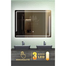 Karaçam Dekor Lazer Kumlamalı LED Işıklı 3 Renkli Dokunmatik Banyo ve Konsol Aynası