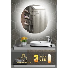 Karaçam Dekor LED Işıklı Asimetrik 3 Renkli Dokunmatik Banyo ve Konsol Aynası