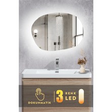Karaçam Dekor LED Işıklı Asimetrik 3 Renkli Dokunmatik Banyo ve Konsol Aynası