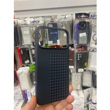 Elixem İphone 17 Pro Max Uyumlu Siyah Kahve Desenli Karbon Magsafe Kılıf