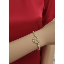 Hg.Aksesuar Xuping Zirkon Taşlı Inci ve Kalp Detaylı Bileklik