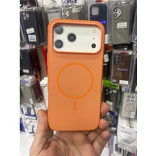 Elixem İphone 17 Pro Max Uyumlu Turuncu Emy Sert Silikon Magsafe Kılıf