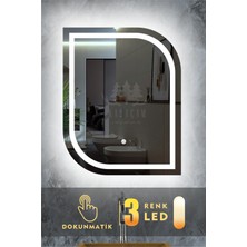 Karaçam Dekor Lazer Kumlamalı LED Işıklı 3 Renkli Dokunmatik Banyo ve Konsol Aynası