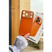 Elixem İphone 17 Pro Uyumlu Turuncu AG Glass Premium Sert Magsafe Kılıf