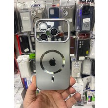 Elixem İphone 17 Pro Uyumlu Titanyum Gri AG Glass Logolu Lensli Magsafe Kılıf