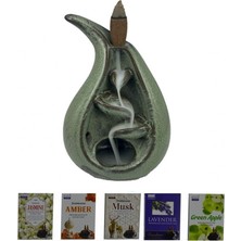 Porselen Geri Akış Tütsü Brülörü +5 Aromatik Tütsü Ca1 Yeşil