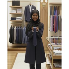 Reflect Your Style Kravat Lüks Su ve Leke Tutmaz Özel Kumaş Lacivert Desen Dokulu Detay