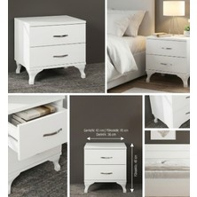 Trendyofix Beyaz Lukens Ayaklı Komodin - 2 Çekmeceli Modern Yan Komodin