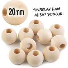 Moderncevher 20MM Doğal Ahşap Boncuk (7mm Delik Çapı) - Xxl Makrome ve Örgü Malzemesi