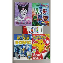 Ada Çanta Kırtasiye 4 Adet Stickerli Boyama Kitabı ve 12'li Kuru Boya Kalemi (Kuromi/pijamaske/sonic/pocemon) AD71253