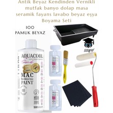 Aquacool Kendiliğinden Vernikli Çelik Ahşap Kapı Beyaz Eşya Mutfak Dolabı Fayans Petek Metal Boya 500 ml Set