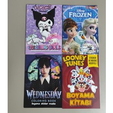 Ada Çanta Kırtasiye 4 Adet Stickerli Boyama Kitabı (Kuromi(K)/frozen/wednesday/looney Tunes) AD67038