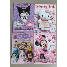 Ada Çanta Kırtasiye 4 Adet Stickerli Boyama Kitabı (Kuromi(K)/hello Kitty/minnie/crybaby) AD67006