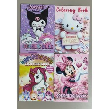 Ada Çanta Kırtasiye 4 Adet Stickerli Boyama Kitabı (Kuromi(K)/hello Kitty/minnie/unicorns) AD67007