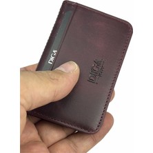 Diga 1169 Hakiki Deri Minimal Kartlık Bordo