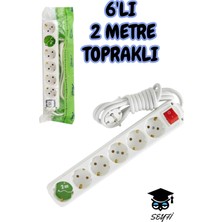 Almera Grup Priz Topraklı 6'lı 2 Metre Anahtarlı Uzatma Kablosu