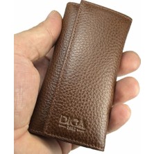 Hakiki Deri Organizer Dikey Anahtarlık Taba