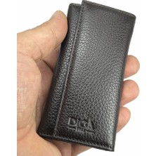 Hakiki Deri Organizer Dikey Anahtarlık Kahve