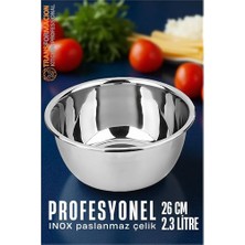 Marsilyan Inox Kase  - 26 cm 2.3 Litre Karıştırma Kabı Profesyonel 304 Paslanmaz Çelik