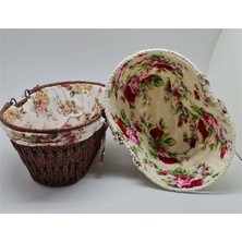 Marsilyan Kumaşlı Hasır Ekmek Sepeti Saplı Oval ROYALEKS-MTR-2003-51