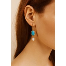 Feyz Tasarım Iconic Turkuaz İncili Küpe