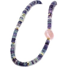 Ilgın Doğal Taş Takı Doğanın Kalbinden: Florit & Pembe Kuvars Doğal Taş Kolye