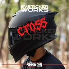 Cross Yazılı Kask Sticker Tüm Kasklar Uyumlu Tek Yön 1 Adet