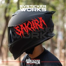 Sv Sticker Works Sakura Yazılı Kask Sticker Tüm Kasklar Uyumlu Tek Yön 1 Adet