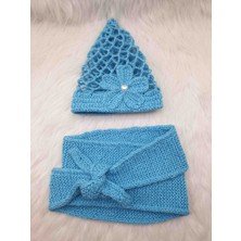 Happy Handmade Genç Kız Kruvasan Atkı Bere TAKIMI/1.20CM Atkı