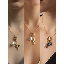 NKT Collection Deniz Atı Mavi Kelebek Kutup Yıldızı İncili Kolye