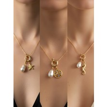 NKT Collection Deniz Atı Hayat Ağacı Deniz Yıldızı Incili Kolye