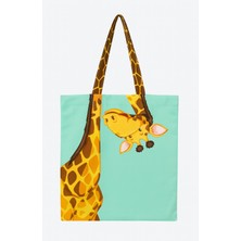 Modafabrik Zürafa Desenli Plaj Çantası %100 Polyester Hafif ve Yıkanabilir Özellikte Çok Renkli