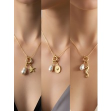 NKT Collection Deniz Atı Kabartma Kalp Deniz Yıldızı Incili Kolye