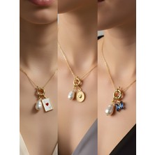 NKT Collection Mavi Kelebek Kabartma Kalp Kupa As Incili Kolye